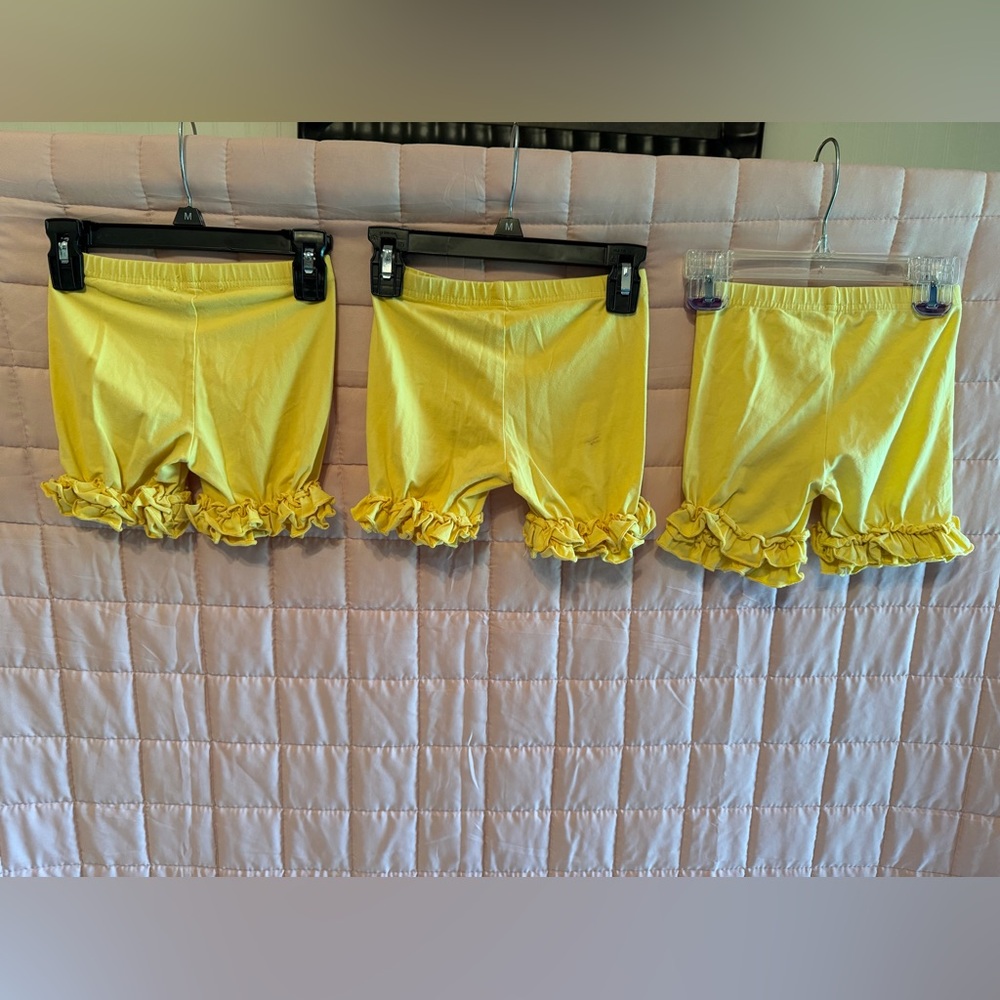 Yellow Ruffle Hem Shorts - Picture 2 of 4